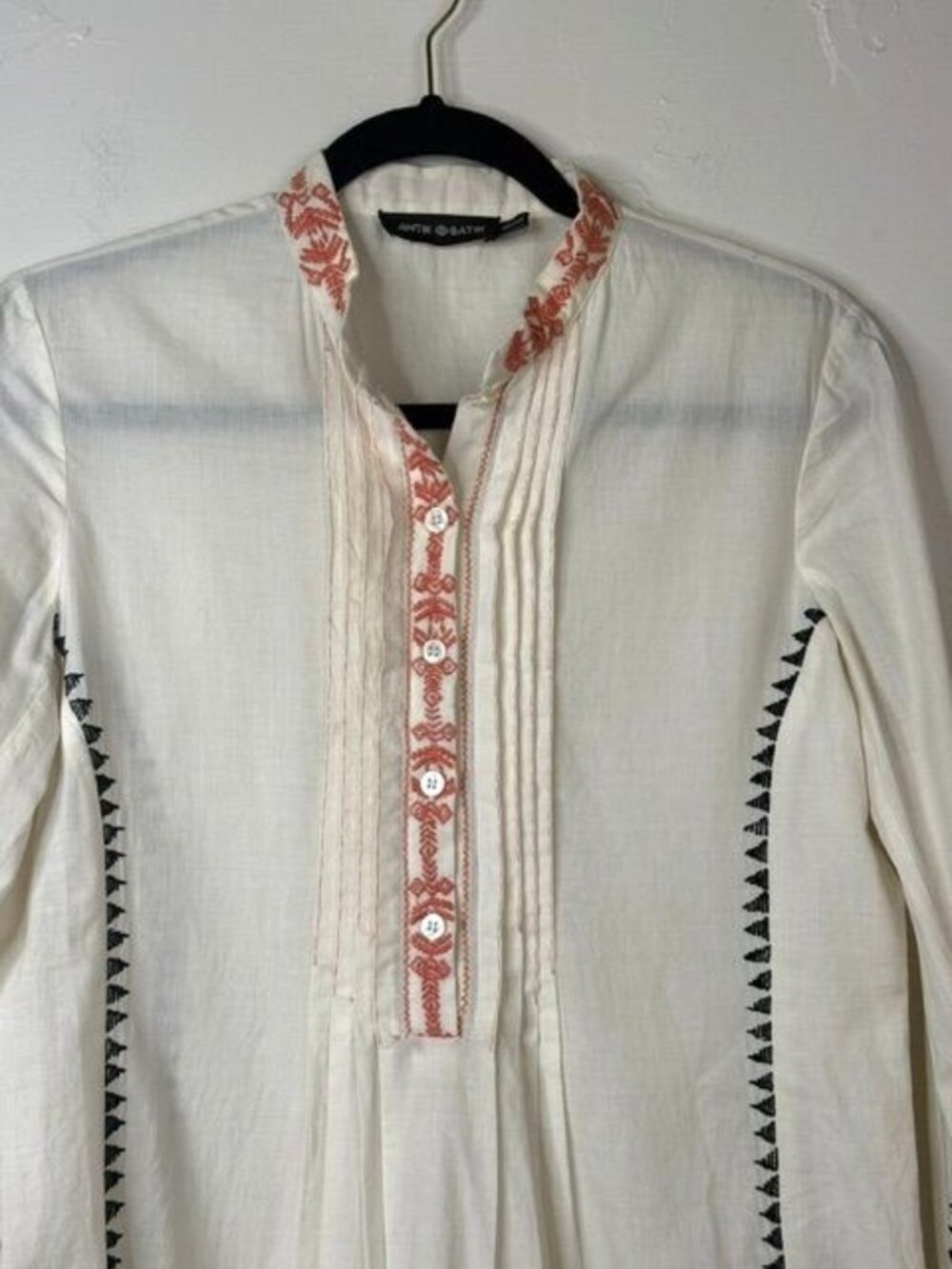 Antik Batik Women's Cream ARNOLD Embroidered Long Sleeve Tunic Dress Size XS - Picture 3 of 7
